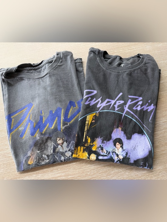 The Prince Estate Tops - Graphic Band T-Shirt Bundle Set of 2 Gray Short-Sleeve Women’s S/M Prince